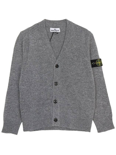 Kids Wappen Patch V-Neck Knit Cardigan Grey - STONE ISLAND - BALAAN 2