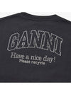 Relax Rhinestone Logo Cotton Short Sleeve T-Shirt Dark Grey - GANNI - BALAAN 4