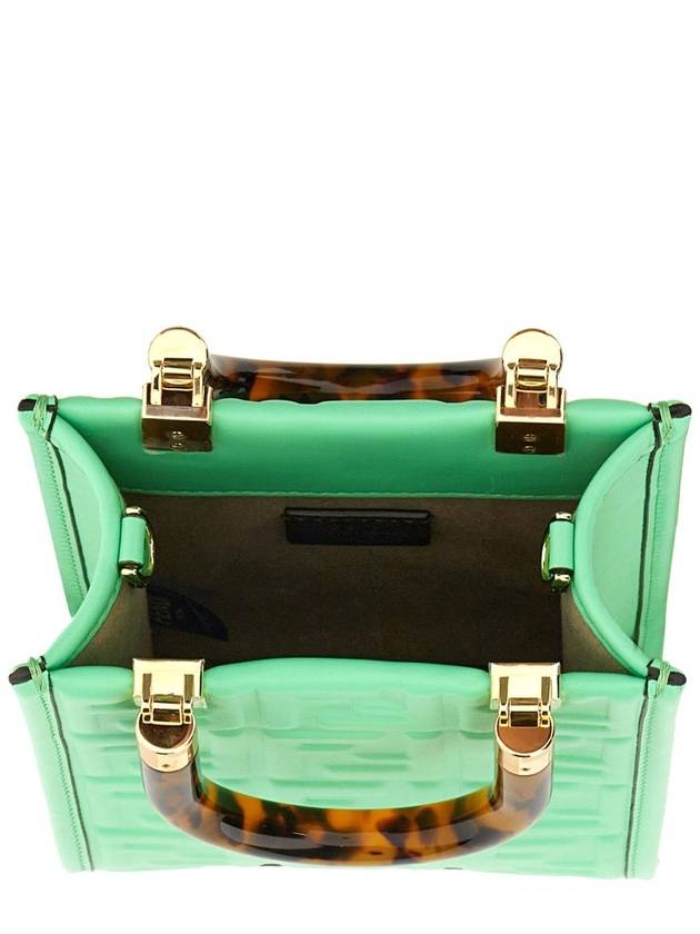 Sunshine FF Motif Small Leather Tote Bag Green - FENDI - BALAAN 5