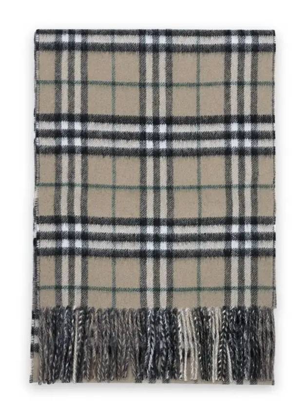 Reversible check cashmere muffler light beige charcoal 8095699 - BURBERRY - BALAAN 3