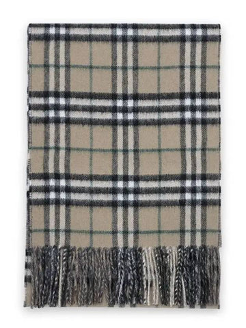 Check Reversible Cashmere Muffler Light Beige Charcoal - BURBERRY - BALAAN 1