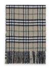 Reversible check cashmere muffler light beige charcoal 8095699 - BURBERRY - BALAAN 1