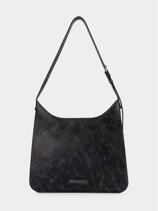 Flat Crack Leather Shoulder Bag Black - ACNE STUDIOS - BALAAN 4