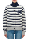 Fox Head Intarsia Stripe Regular Cardigan Black - MAISON KITSUNE - BALAAN 2