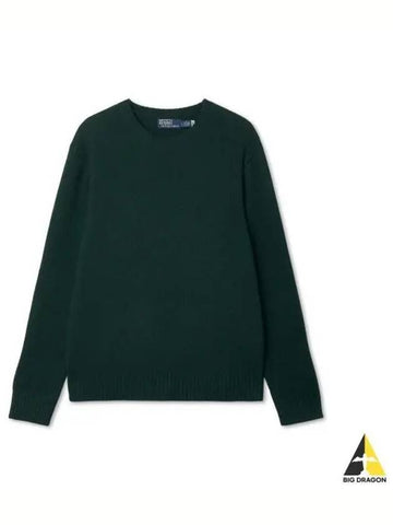 Suede Patch Wool Cashmere Sweater Green - POLO RALPH LAUREN - BALAAN 1