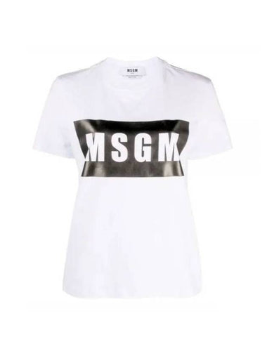 Box Logo Cotton Short Sleeve T-Shirt White - MSGM - BALAAN 1