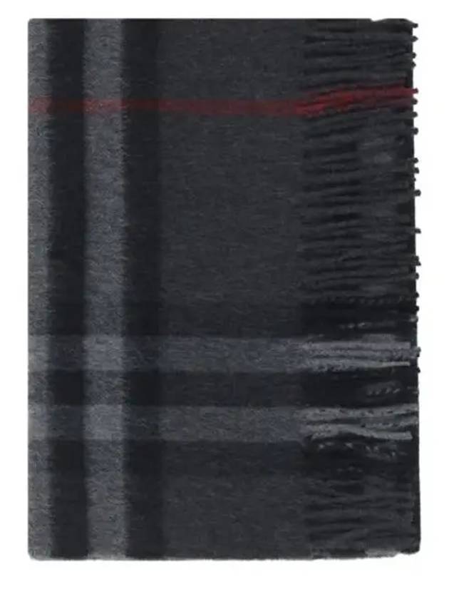 Check Cashmere Scarf Charcoal - BURBERRY - BALAAN 2