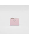 Small Saffiano Half Wallet Pink - PRADA - BALAAN 1