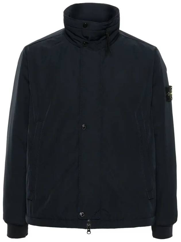 Logo Micro Twill  Zip Up Jacket Navy - STONE ISLAND - BALAAN 3