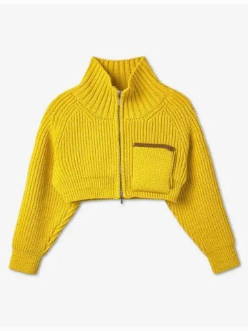 Jacquemus Le Arco Coat Zip up Knit Cardigan Yellow 231KN1432243250SS23 - JACQUEMUS - BALAAN 1