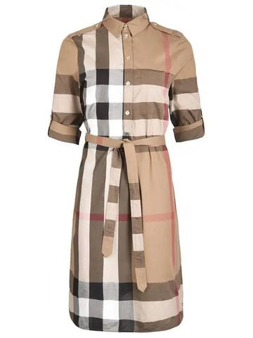 Women's Kelsey Vintage Check Short One Piece Beige - BURBERRY - BALAAN.