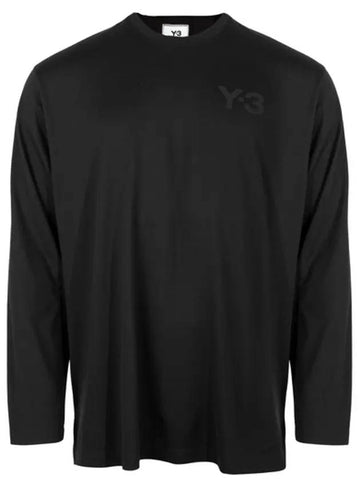 Classic Logo Print Cotton Long Sleeve T-Shirt Black - Y-3 - BALAAN 1