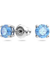 Sparkling Dance Round Earrings Necklace Set Blue Silver - SWAROVSKI - BALAAN 6