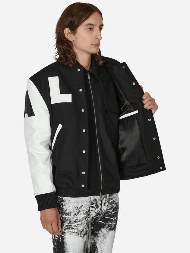 Classic Embossed Logo Leather Varsity Jacket White Black - 1017 ALYX 9SM - BALAAN 5