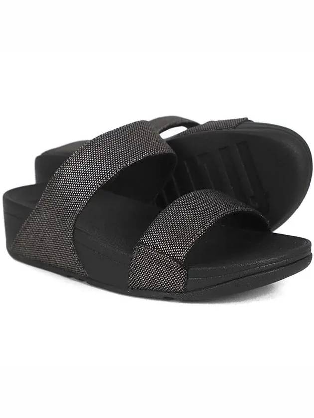 Women s Slippers Lulu Glitz Canvas Pewter Black Slides HR2 B06 - FITFLOP - BALAAN 2