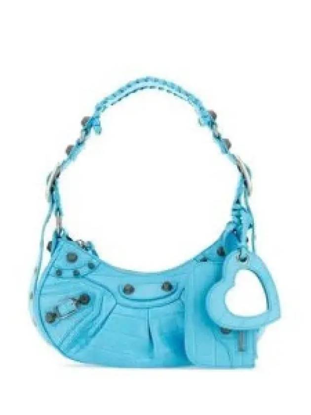 Le Cagole XS  Crocodile Embossed Shoulder Bag Blue Sky - BALENCIAGA - BALAAN 2