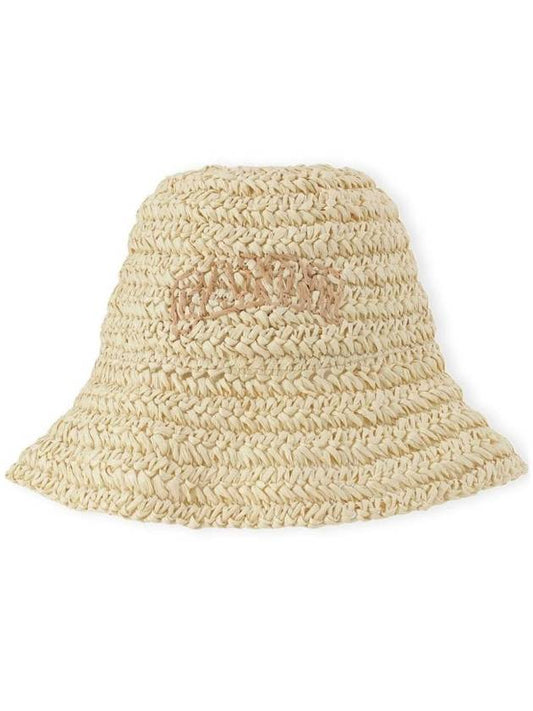 Summer Straw Bucket Hat Almond Milk - GANNI - BALAAN 1