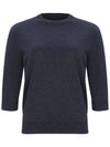 Glitter Round Neck Knit Top Navy - CALLAITE - BALAAN 1