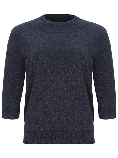 Glitter Round Neck Knit Top Navy - CALLAITE - BALAAN 1