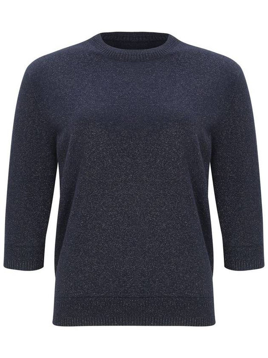 Glitter Round Neck Knit Top Navy - CALLAITE - BALAAN 1