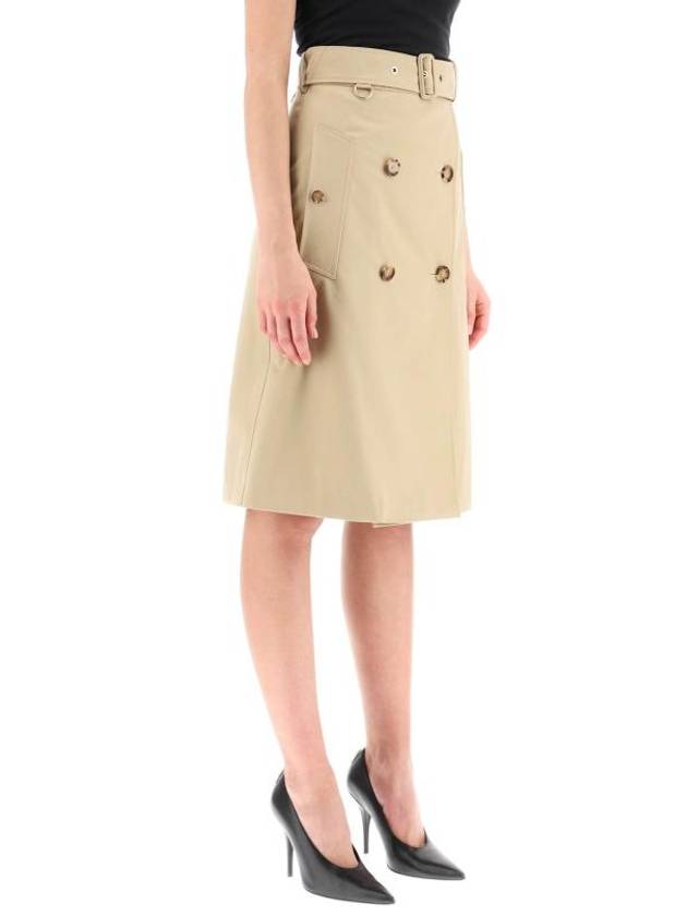 Belt Cotton Gabardine Trench A-Line Skirt Beige - BURBERRY - BALAAN 3