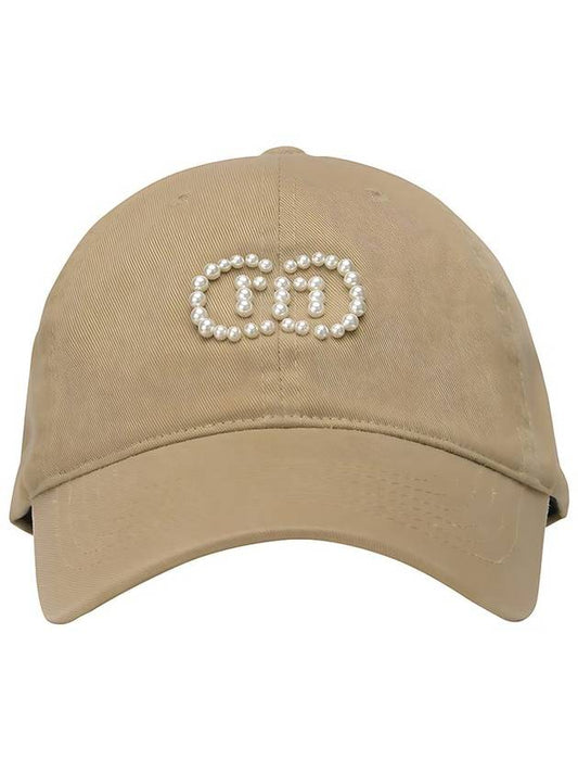 Women’s Pearl Stud Symbol Logo Soft Type Camel Beige Ball Cap DO9242AC17 3 - DOYOUKNOWMC GOLF WEAR - BALAAN 1