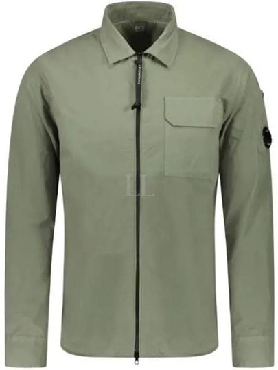 Gabardine Zip Up Long Sleeve Shirt Green - CP COMPANY - BALAAN 2