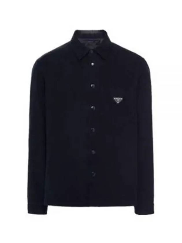 Triangle Logo Corduroy Shirt Jacket Blue - PRADA - BALAAN 2