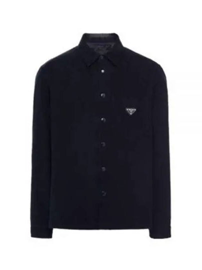 Triangle Logo Corduroy Shirt Jacket Blue - PRADA - BALAAN 2