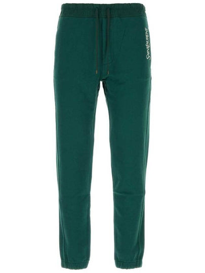 Embroidered Logo Fleece Track Pants Green - SAINT LAURENT - BALAAN 2