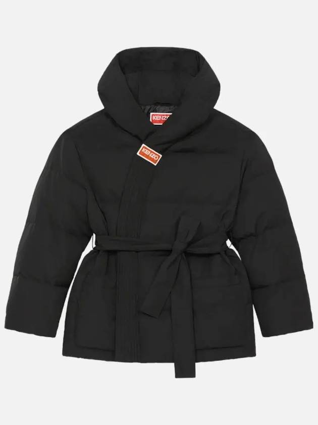 Belt Wrap Style Down Jacket Black - KENZO - BALAAN 3