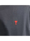 Heart Embroidered Logo Crew Neck Knit Top Navy - AMI - BALAAN 5