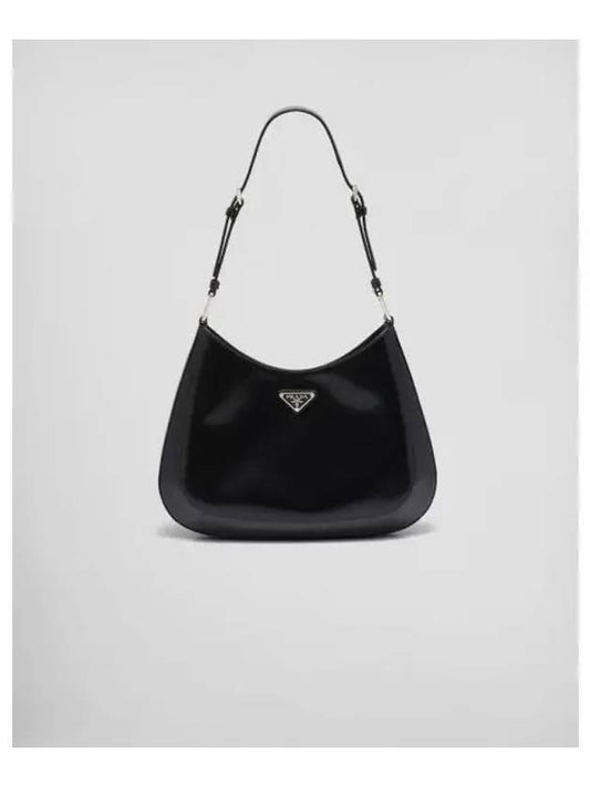 Cleo Brushed Shoulder Bag Black - PRADA - BALAAN.