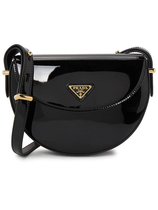 Logo Plaque Leather Cross Bag Black - PRADA - BALAAN 2