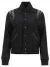 Women's Wool Varsity Bomber Jacket Black - SAINT LAURENT - BALAAN 2