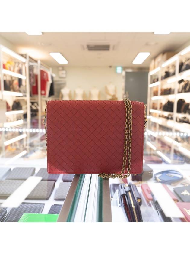 Intrecciato Chain Cross Bag Red - BOTTEGA VENETA - BALAAN.