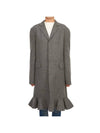 Ruffle Hem Straight Fit Wool Single Coat Grey - JW ANDERSON - BALAAN 4