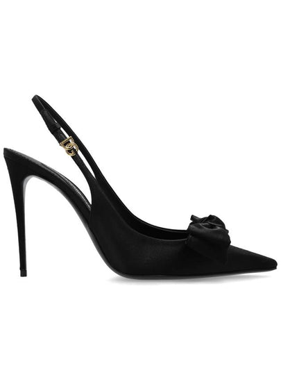 Bow Detail Satin Slingback Heel Black - DOLCE&GABBANA - BALAAN 2