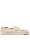 Triangle Logo Suede Loafers Beige - PRADA - BALAAN 2