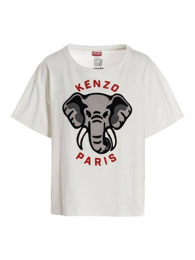 Elephant Cotton Short Sleeve T-Shirt White - KENZO - BALAAN 2