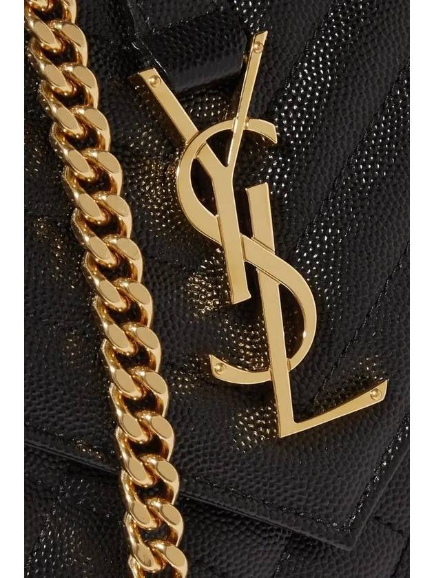 Envelope Quilted Leather Monogram Logo Medium Shoulder Bag - SAINT LAURENT - BALAAN 3