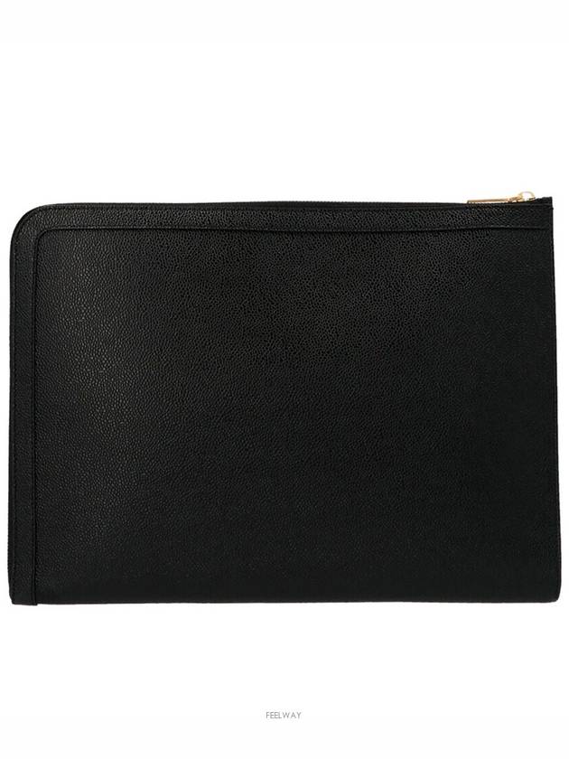 Three Stripes Tab Pebble Document Folio Clutch Bag Black - THOM BROWNE - BALAAN 3