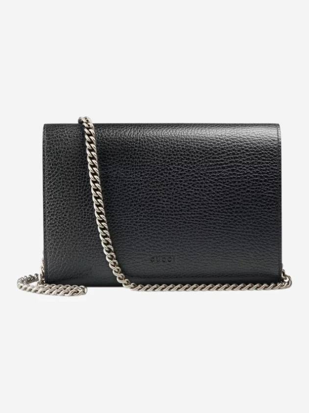 Chain Leather Chain Wallet Black - GUCCI - BALAAN 3