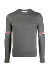 Merino Striped Crew Neck Knit Top Grey - THOM BROWNE - BALAAN 2