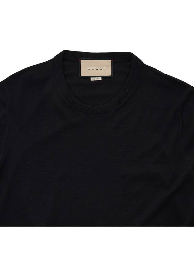 Embroidered Logo Wool Knit Top Black - GUCCI - BALAAN 4