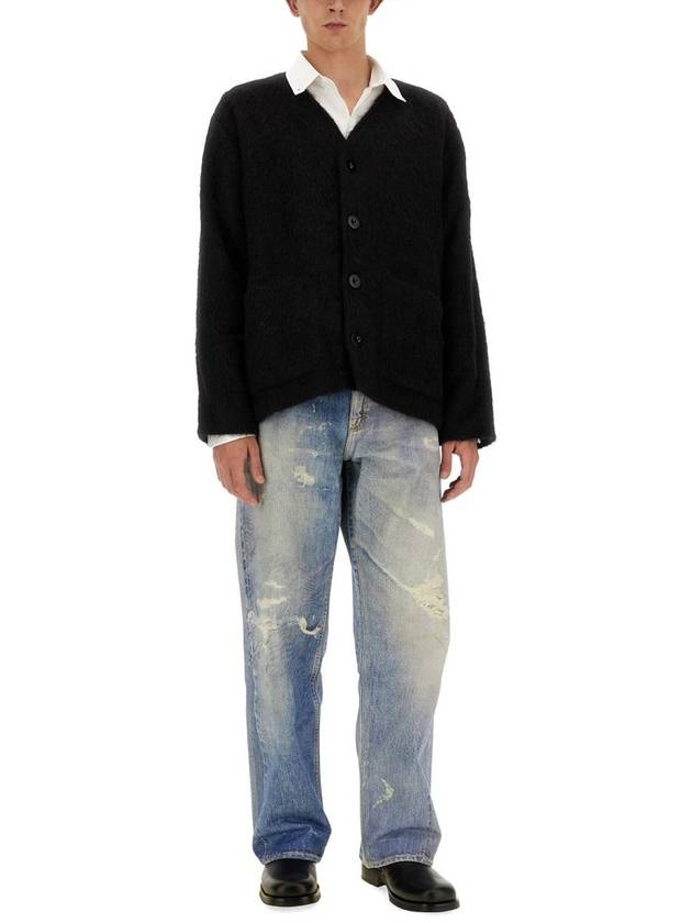 Mohair V-Neck Relaxed Fit Wool Cardigan Black - OUR LEGACY - BALAAN 3