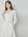 Women's Victoria Tweed Flared Midi Dress Ivory - AME - BALAAN 7