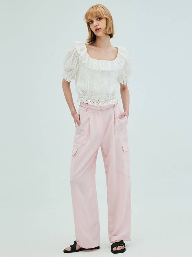 Wide Leg Stitch Cargo PantsPink - OPENING SUNSHINE - BALAAN 4