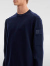 Merino Wool Crew Neck Knit Top Navy - CP COMPANY - BALAAN 4