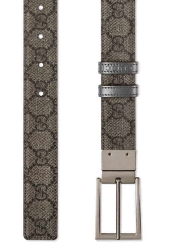 Square Buckle Reversible Belt Grey - GUCCI - BALAAN 9